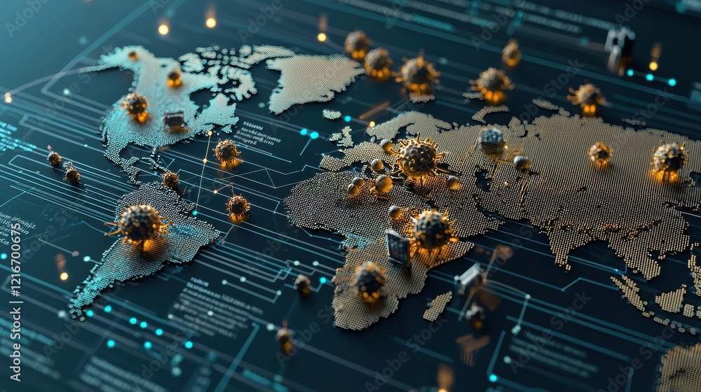 Poster Tracking global pandemic spread interactive dashboard visualizing virus transmission across regions data insights and public health response