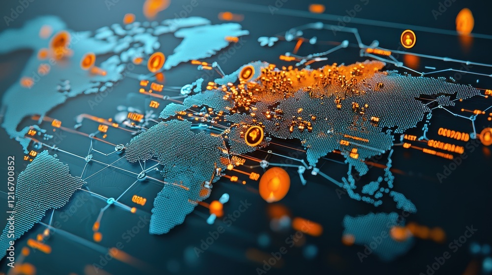 Poster visualizing pandemic preparedness interconnected cities global overview graphic art digital environm