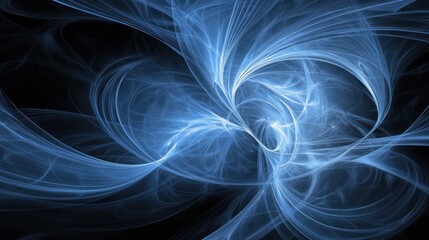 Abstract Blue Energy Swirls Dark Background Fractal Art