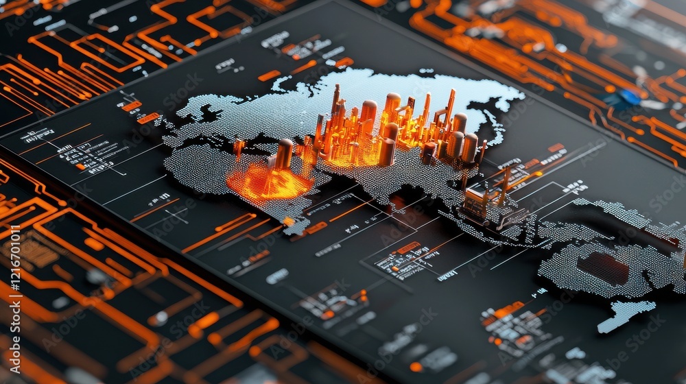 Fototapete visualizing global virus spread data high-tech mapping standards for enhanced understanding