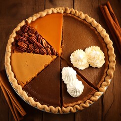 Four-flavor pie pecan, pumpkin, caramel, and sweet potato.