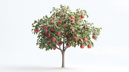 Obraz premium Red Apples on a Tree Branch Isolated on White Background