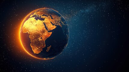 Obraz premium Visualizing a global crisis earth surrounded by virus particles digital art cosmic environment aerial perspective symbolic representation