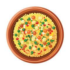 elegant illustration of Indian style vegetable biryani on a clay pot