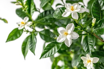Obraz premium Elegant Jasmine Flower Pose: Isolated White Background Studio Shot, Perfect for Design Projects and 