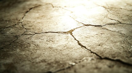 Obraz premium Sunlit cracked desert ground, drought background texture