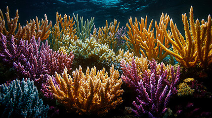 Obraz premium Vibrant Underwater Coral Reef: A Stunning Seascape of Marine Life and Biodiversity