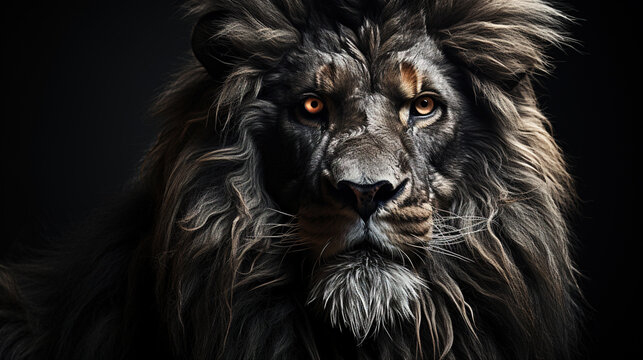 Wild Animal Lion Portrait Black and White 