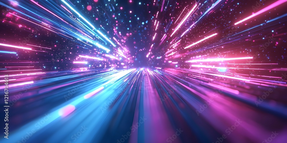 Poster vibrant abstract background with bright streaks of color and light. generative ai