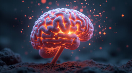 Fototapeta premium Macro Photography: Human Brain Exploding with Creative Energy