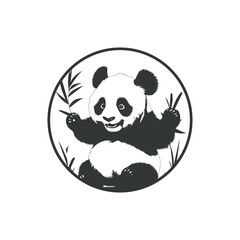 Iconic Panda Design in Circle Composition