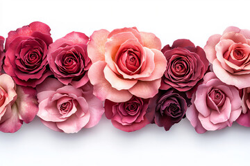 Naklejka premium rose border, isolated on white background