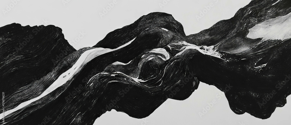 Poster black ink and fine lines form a unique art piece on a smooth white background