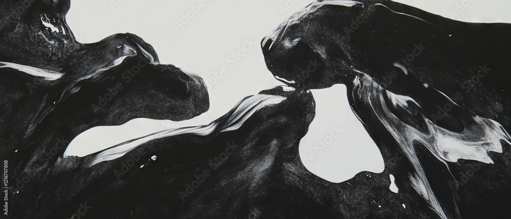 Aufkleber exploration of minimalist art through sparse black ink marks on white canvas