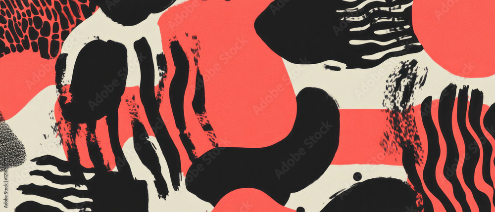 Aufkleber abstract ink patterns showcase vibrant red shapes and dynamic textures in unique forms