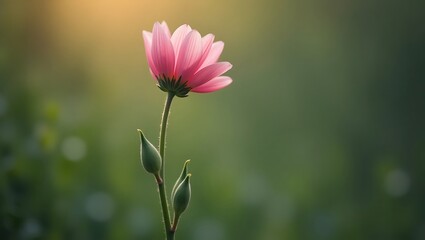 Minimalist blooming flower symbolizing strength and growth with soft blurred background