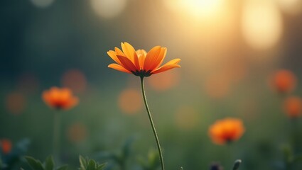 Minimalist blooming flower symbolizing strength and growth with soft blurred background