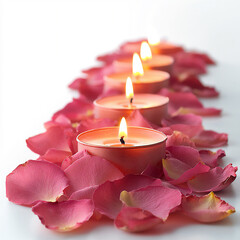  rose petal spa border, isolated on white background