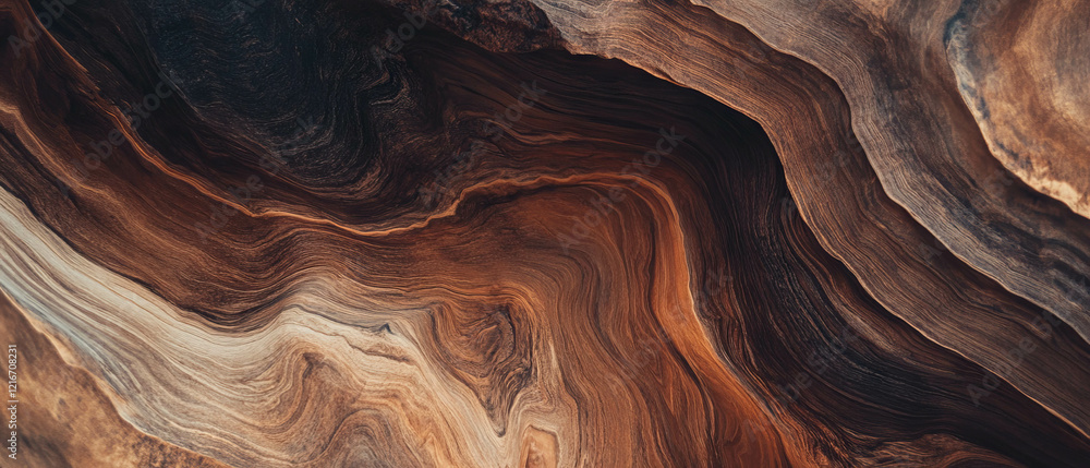 Aufkleber intricate patterns in abstract wood texture with flowing lines and rich tones