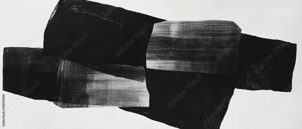 Aufkleber black ink rectangles create striking contrasts on a pristine white background