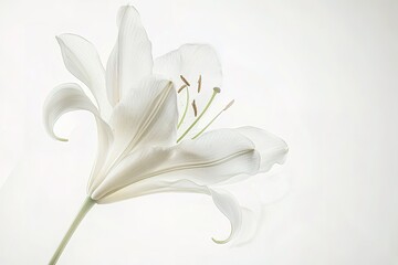 Fototapeta premium Pure Elegance: Isolated White Lily Flower, Perfect for Design Projects and Spring Themes bloom plant