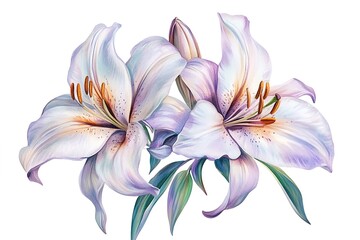 Fototapeta premium Elegant White Lily Blossom: Pure, Isolated, Perfect for Design Projects, Websites, and More! bloom 