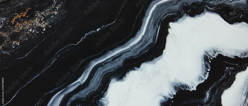 Aufkleber Black ink texture with smooth transitions against a white background in abstract design