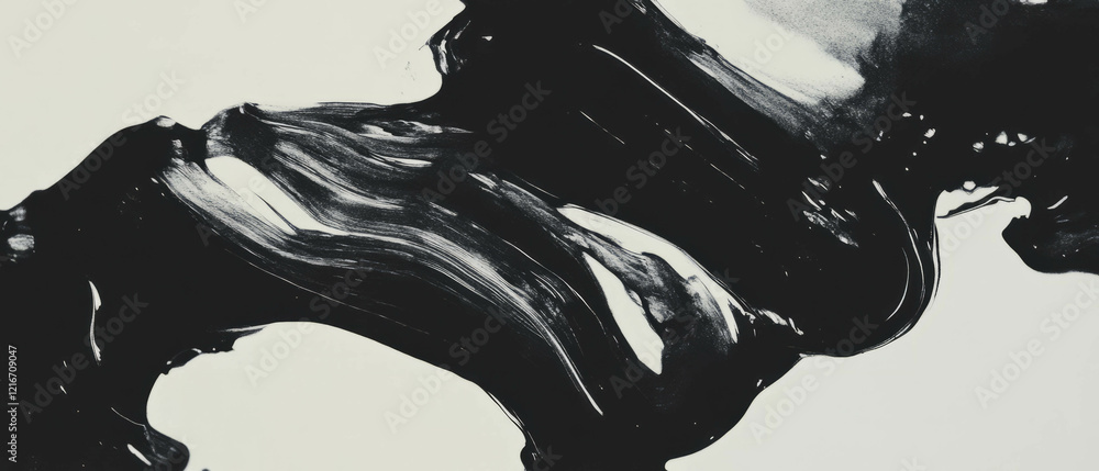 Poster Black ink gradients create smooth textures on a pristine white background