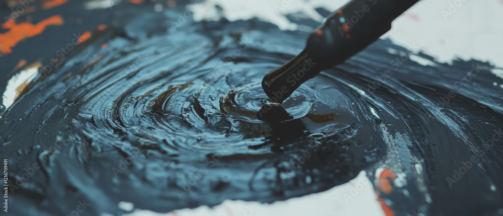 Aufkleber black ink drops create intricate textures on white paper with precise application technique