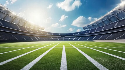 Carbon-neutral stadium with renewable energy, eco-friendly sports, 3D illustration