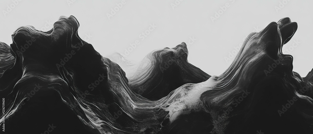 Poster Textures of black ink washes creating subtle gradients on a white background
