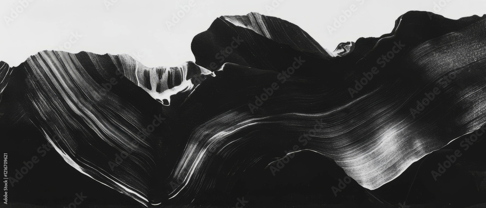 Poster Dynamic black ink washes create striking gradients on a white background