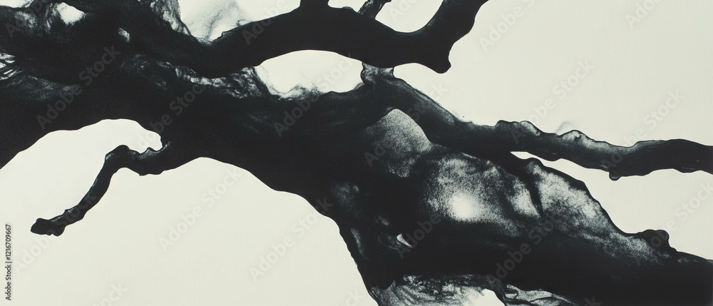 Aufkleber unique textures of black ink and alcohol on white paper create striking visual contrasts