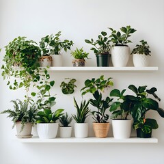 Obraz premium indoor plants on a white shelf