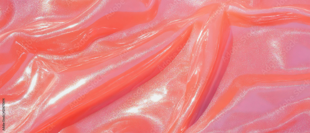 Poster exploring the smooth and glossy texture of bubblegum pink surface