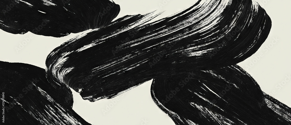 Poster Elegant calligraphic black ink patterns on a minimal white background showcase artistic expression