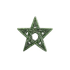 Obraz premium Intricate Green Celtic Knot Pentagram Star.