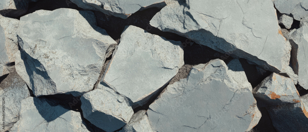 Poster cracked concrete texture showing rough gray surfaces in various widths and shapes