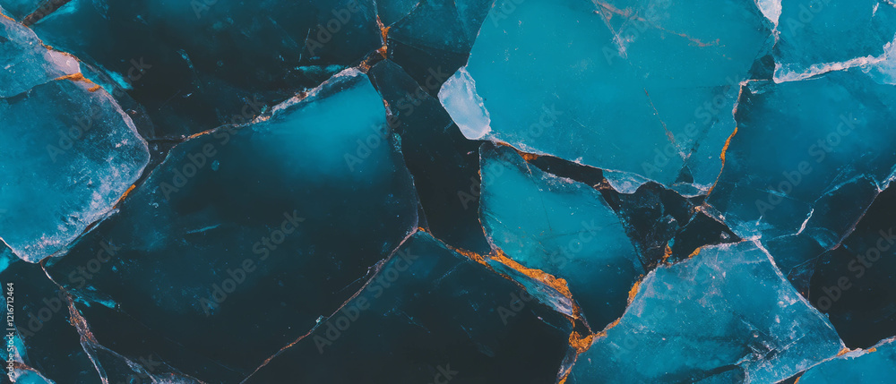 Aufkleber unique texture of cracked glacier ice with deep blue colors and sharp edges