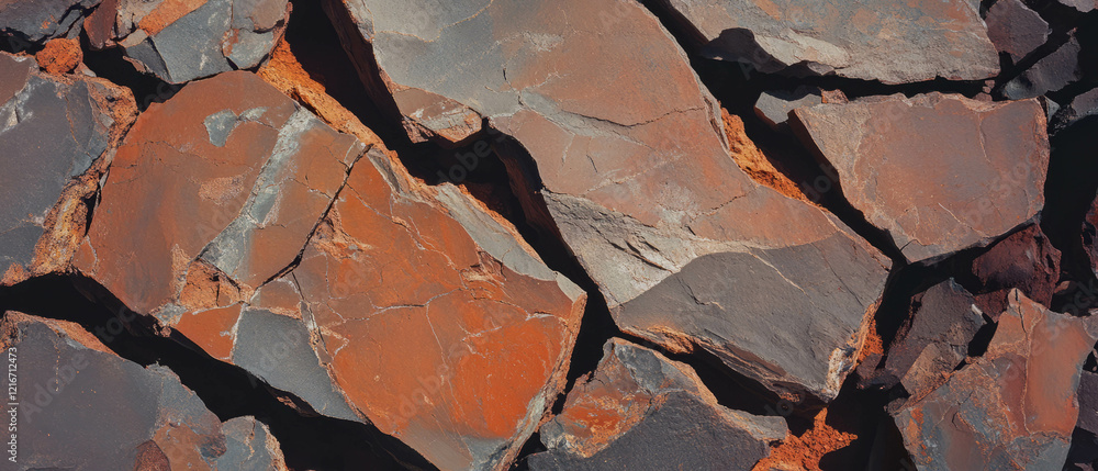 Aufkleber Exploring the intricate patterns of cracked earth with dry brown textures and irregular shapes