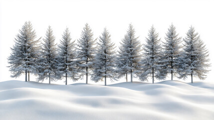 Obraz premium snowy landscape border, isolated on white background