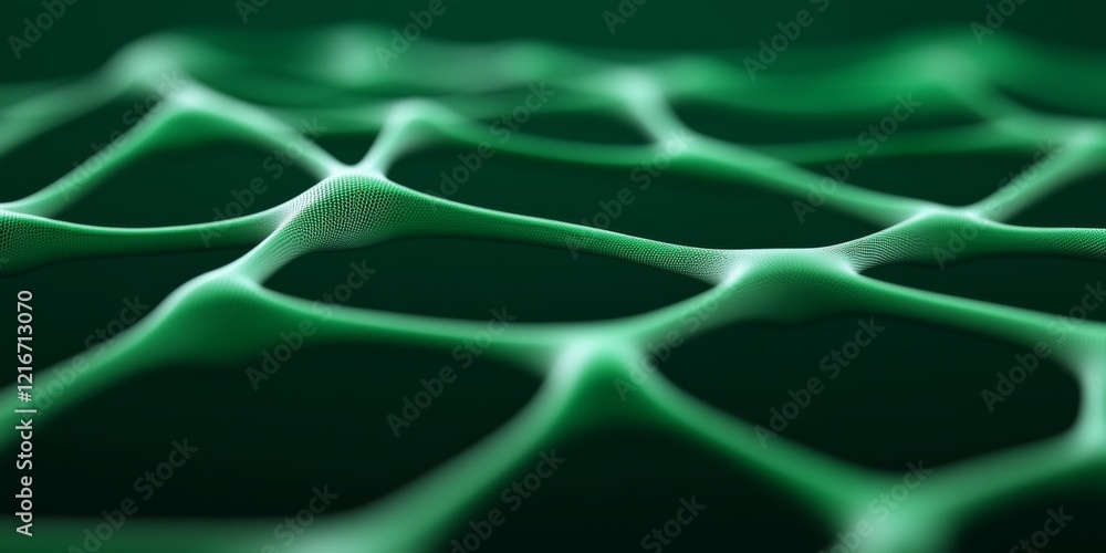 Poster Digital Mesh Dynamics Futuristic Green Network Grid for Tech Innovation and Efficient Data Flow - High-Resolution Visuals Catering to IT Infrastructure Development