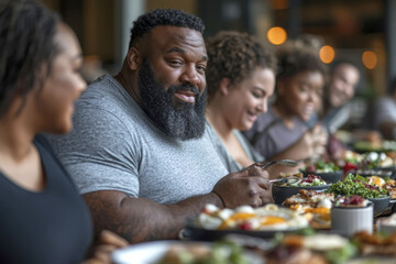 Group of friends enjoying a healthy breakfast together promoting wellness and friendship