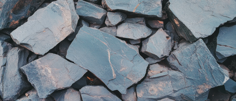 Poster cracked stone texture with rough gray surface in varied sizes and shapes