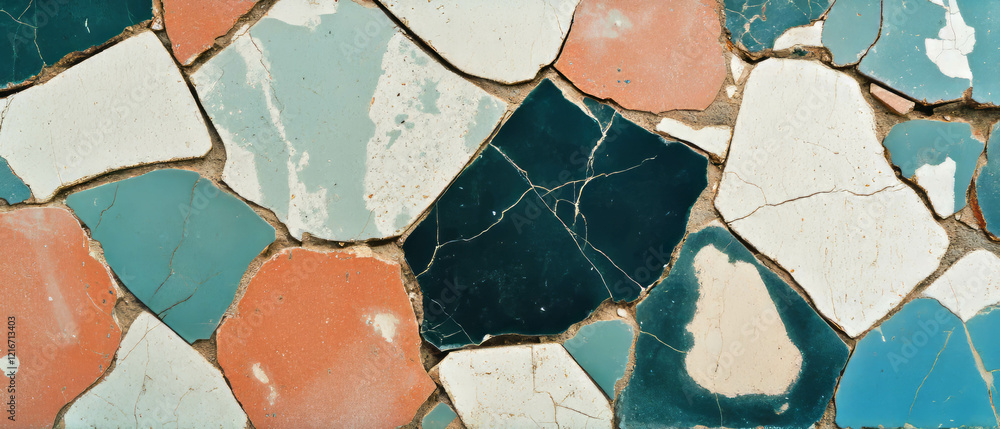 Aufkleber elegant cracked tile texture with smooth colored patterns enhances visual appeal