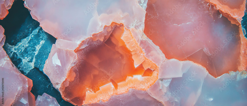 Poster unique texture of crackled quartz showcasing internal fractures and vibrant colors