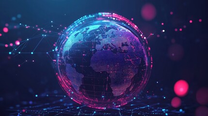 Fototapeta premium Supply chain solutions flat design front view global distribution network animation vivid 