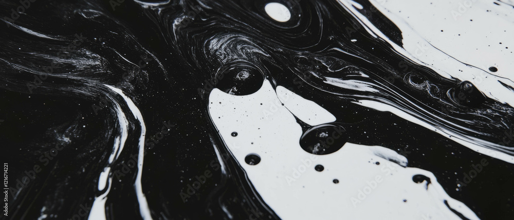 Aufkleber Digital black ink patterns with smooth curves on a white background evoke modern artistry