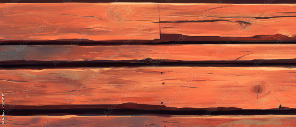 Poster digital illustration showcasing detailed wood texture with smooth lines and flat color design