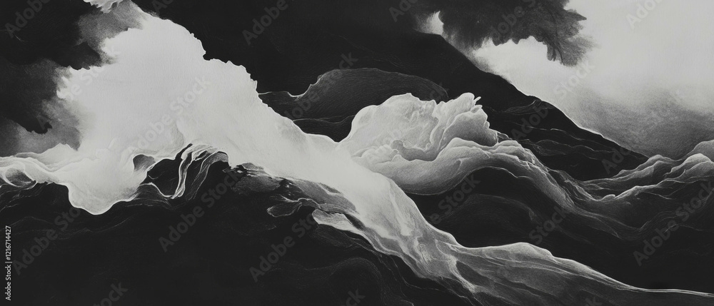 Poster Exploring the depth of drawing ink with varied shades and flowing textures